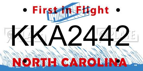 KKA2442 North Carolina License Plate