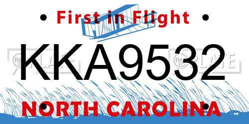 KKA9532 North Carolina License Plate