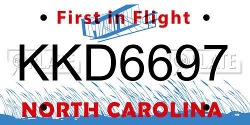 KKD6697 North Carolina License Plate