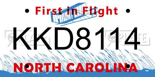 KKD8114 North Carolina License Plate