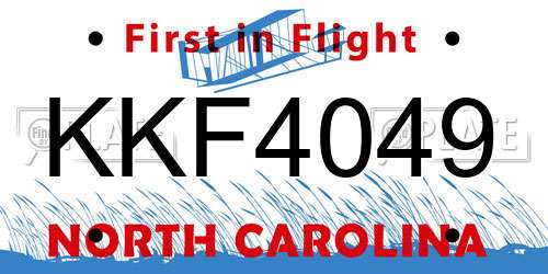 KKF4049 North Carolina License Plate