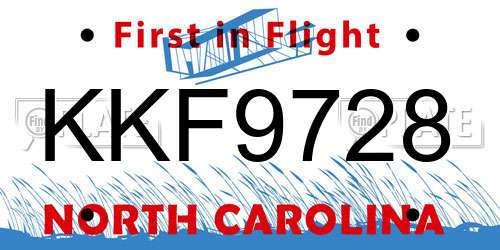 KKF9728 North Carolina License Plate