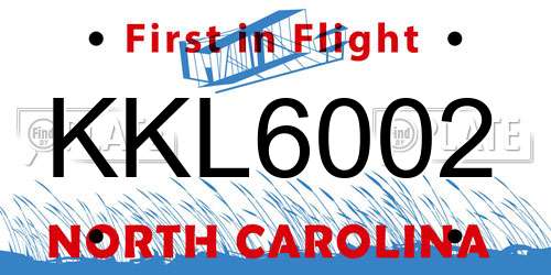 KKL6002 North Carolina License Plate