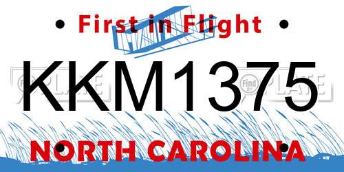 KKM1375 North Carolina License Plate