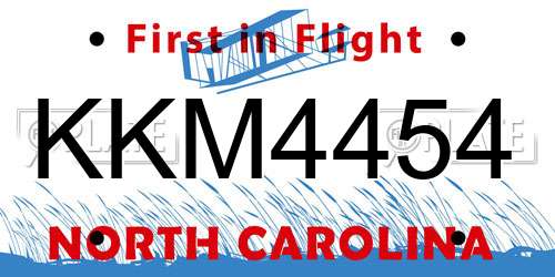 KKM4454 North Carolina License Plate