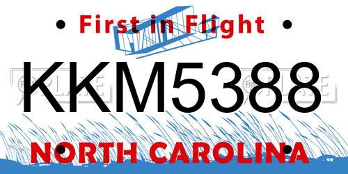 KKM5388 North Carolina License Plate