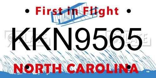 KKN9565 North Carolina License Plate