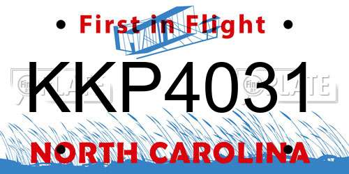 KKP4031 North Carolina License Plate