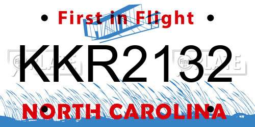KKR2132 North Carolina License Plate