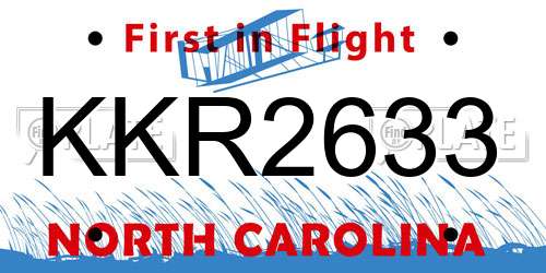 KKR2633 North Carolina License Plate