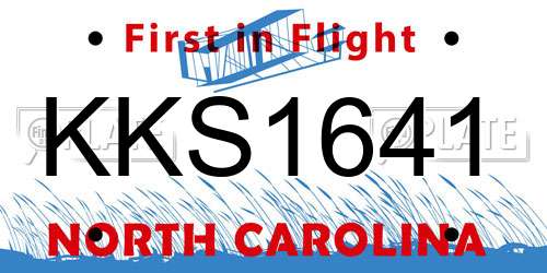 KKS1641 North Carolina License Plate