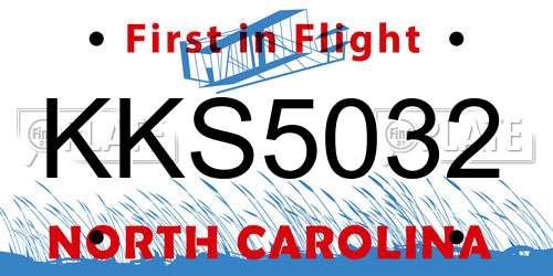 KKS5032 North Carolina License Plate