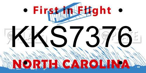 KKS7376 North Carolina License Plate