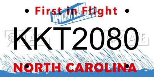 KKT2080 North Carolina License Plate