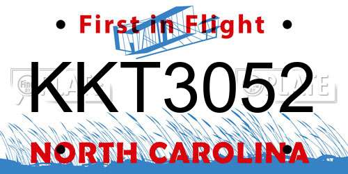 KKT3052 North Carolina License Plate