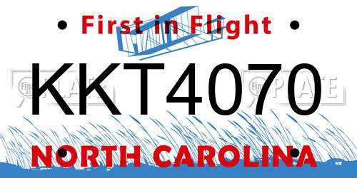 KKT4070 North Carolina License Plate