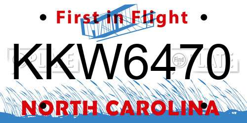 KKW6470 North Carolina License Plate
