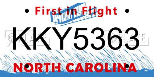 KKY5363 North Carolina License Plate