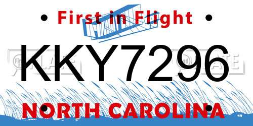 KKY7296 North Carolina License Plate