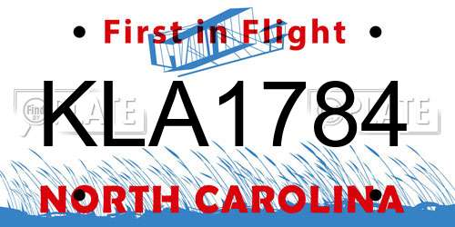KLA1784 North Carolina License Plate