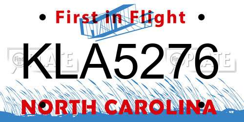 KLA5276 North Carolina License Plate