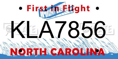 KLA7856 North Carolina License Plate