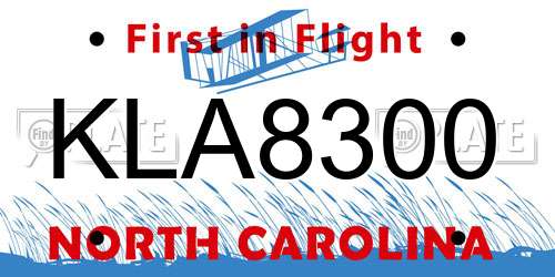 KLA8300 North Carolina License Plate