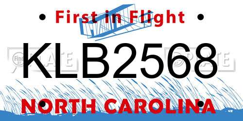 KLB2568 North Carolina License Plate