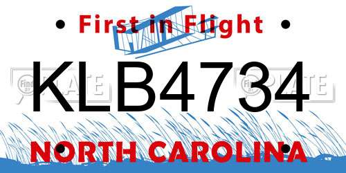 KLB4734 North Carolina License Plate
