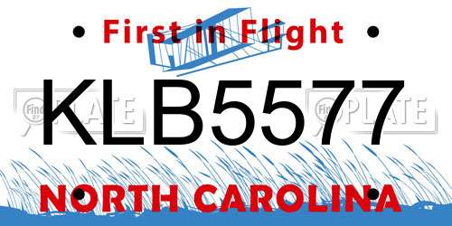 KLB5577 North Carolina License Plate