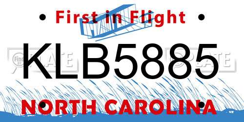 KLB5885 North Carolina License Plate