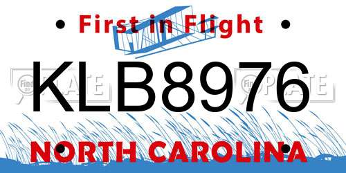 KLB8976 North Carolina License Plate
