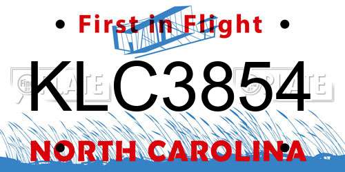 KLC3854 North Carolina License Plate