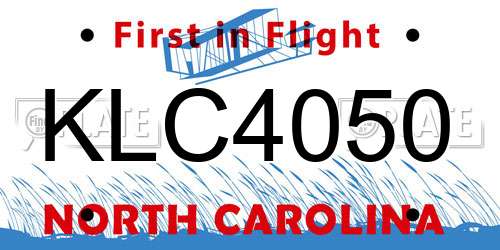 KLC4050 North Carolina License Plate