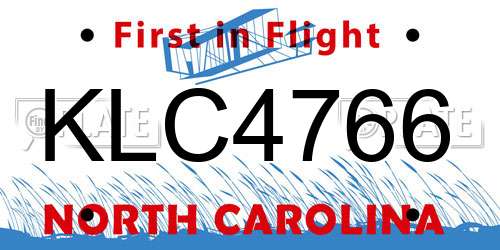 KLC4766 North Carolina License Plate