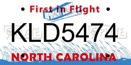KLD5474 North Carolina License Plate