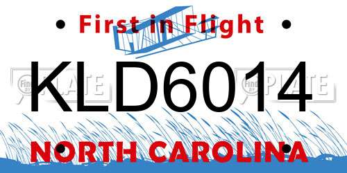 KLD6014 North Carolina License Plate