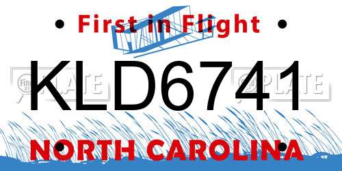 KLD6741 North Carolina License Plate