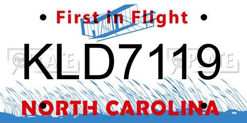 KLD7119 North Carolina License Plate