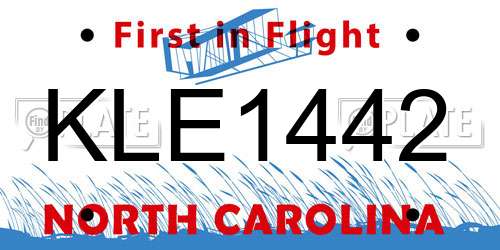 KLE1442 North Carolina License Plate