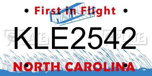 KLE2542 North Carolina License Plate