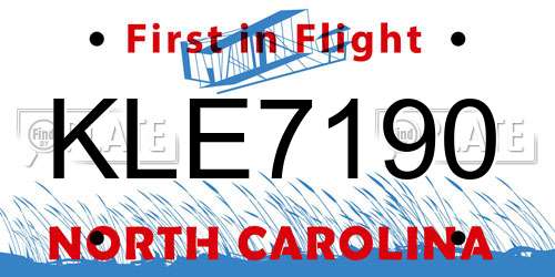 KLE7190 North Carolina License Plate