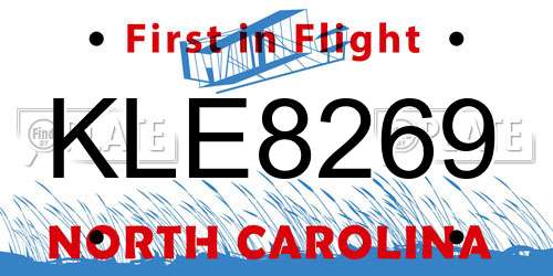 KLE8269 North Carolina License Plate