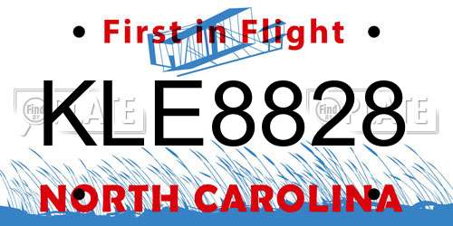 KLE8828 North Carolina License Plate
