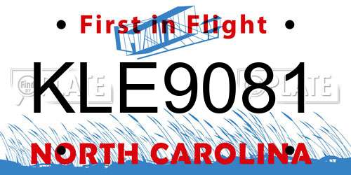 KLE9081 North Carolina License Plate
