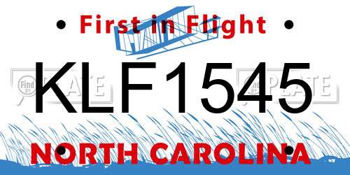 KLF1545 North Carolina License Plate