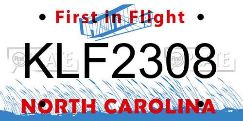 KLF2308 North Carolina License Plate