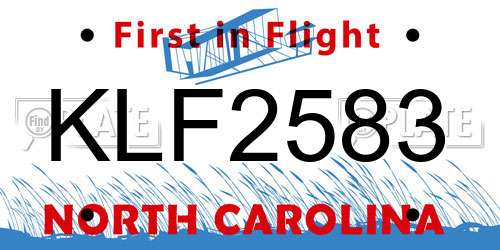 KLF2583 North Carolina License Plate