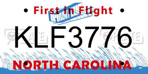 KLF3776 North Carolina License Plate