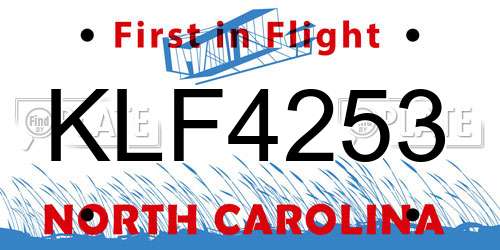 KLF4253 North Carolina License Plate